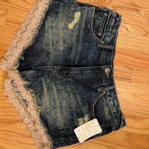 Free people lace trim shorts